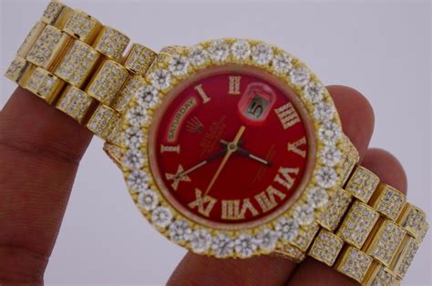 red face ice bezel rolex presidential replica|iced out rolex models.